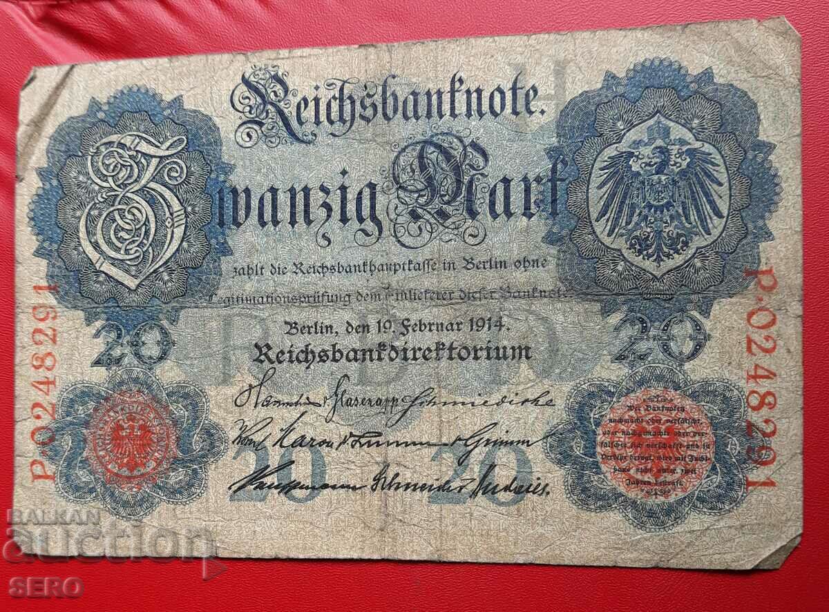 Bancnotă-Germania-20 mărci 1914