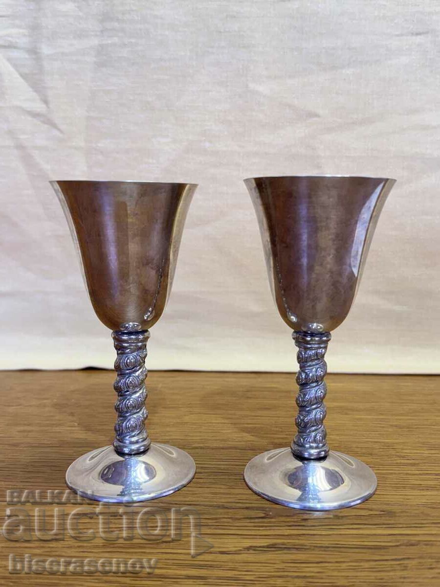 Silver plated cups with markings