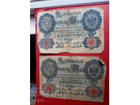 Bancnotă-Germania-lot 2 x20 mărci 1914