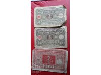 Bancnotă-Germania-lot 2x1 timbre și 1x2 timbre