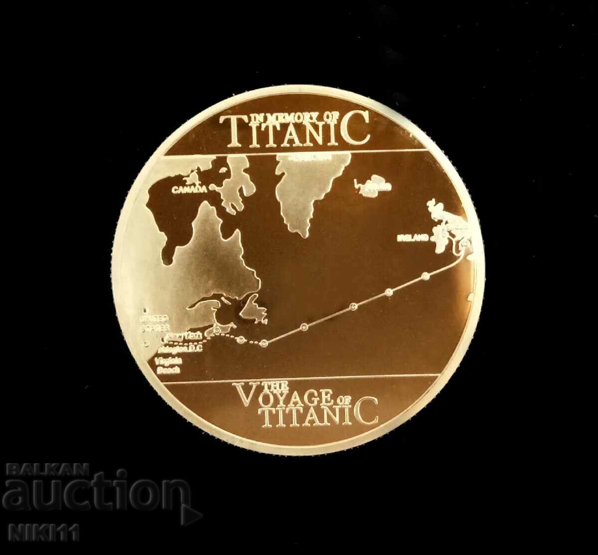 Auction Coin Ship Titanic Plaque map of the sinking Auction Coin Ship Titanic Plaque map of the sinking