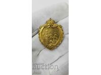 Rare royal sign, badge - Yunak Vratsa 1926 with gilding