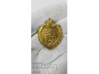 Rare royal sign, badge - Yunak Vratsa 1926 with gilding