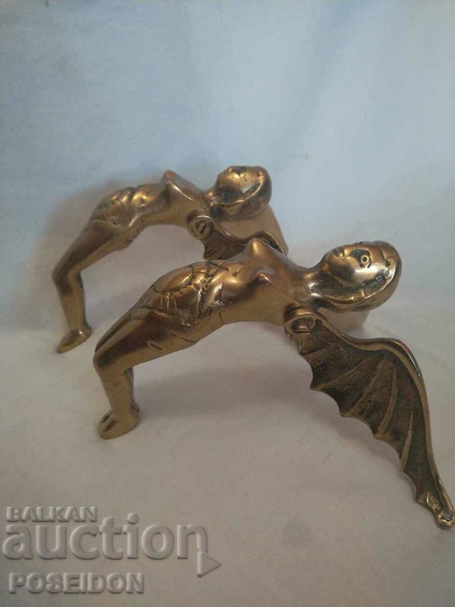 Auction  TWO ART DECO BRASS DOOR HANDLES