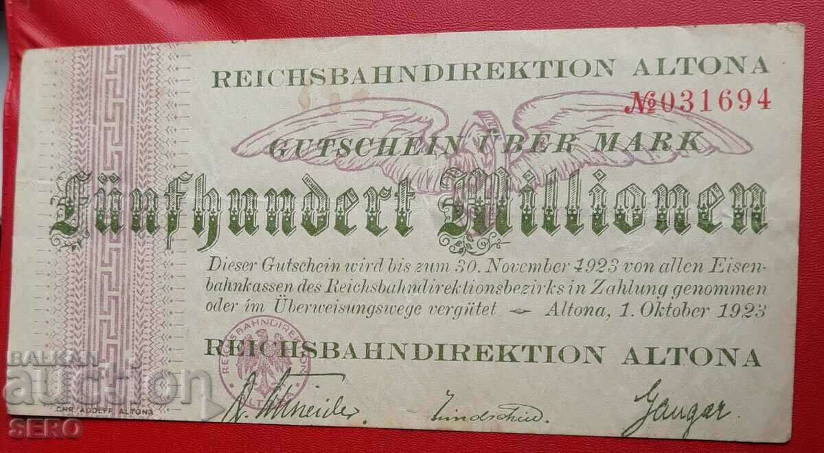 Bancnotă-Germania-Altona-500.000.000 de mărci 1923-o singură față