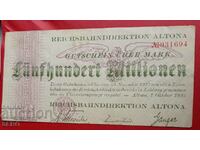 Bancnotă-Germania-Altona-500.000.000 de mărci 1923-o singură față