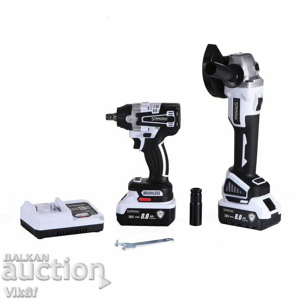 Șurubelniță fără fir și polizor unghiular 36V 8.0AH STAHLMAYER Pro cu preț 184.50 BGN | € 94.33 Șurubelniță fără fir și polizor unghiular 36V 8.0AH STAHLMAYER Pro cu preț 184.50 BGN | € 94.33