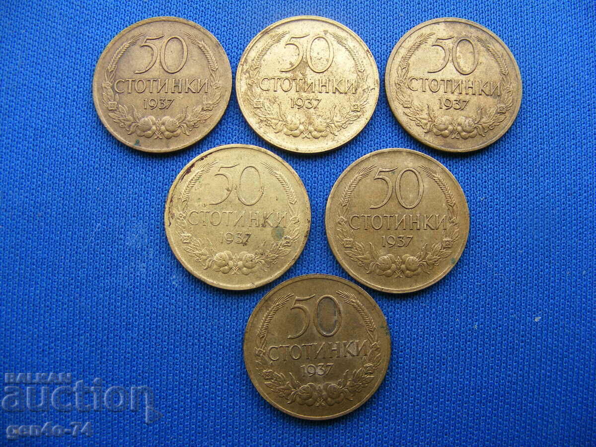 lot of coins 50 cents 1937