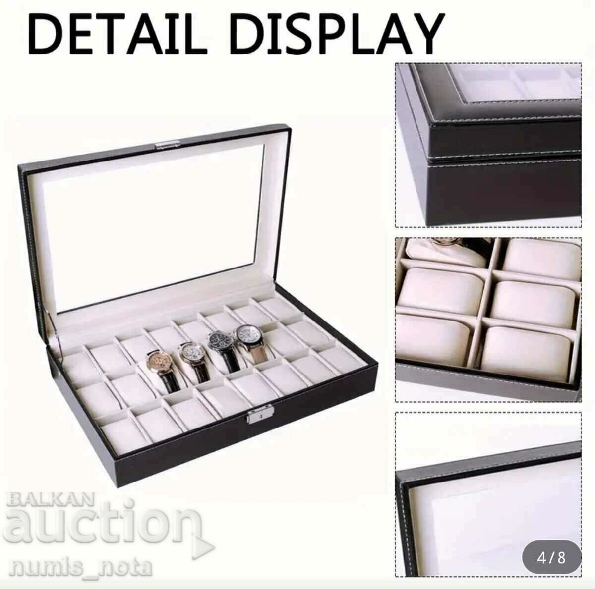 Аукцион Луксозна кутия за часовници - 24 гнезда Аукцион Луксозна кутия за часовници - 24 гнезда