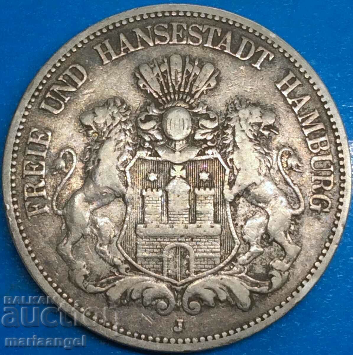 Germany 5 stamps 1875 Hamburg 27.45g silver