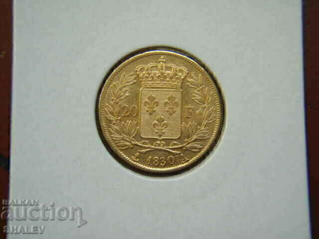 20 Francs 1830 A France (20 франка Франция) /1/ - AU (злато)