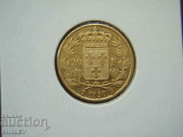 20 Francs 1830 W France - AU (Gold) 20 Francs 1830 W France - AU (Gold)
