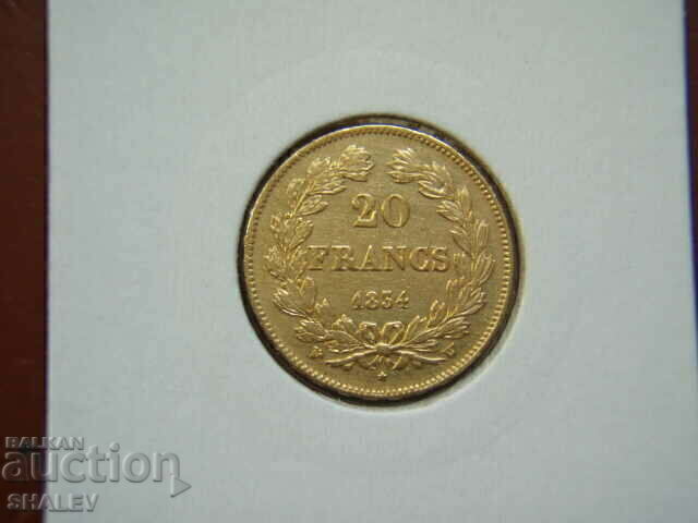 20 Francs 1834 W France - AU (Gold) 20 Francs 1834 W France - AU (Gold)