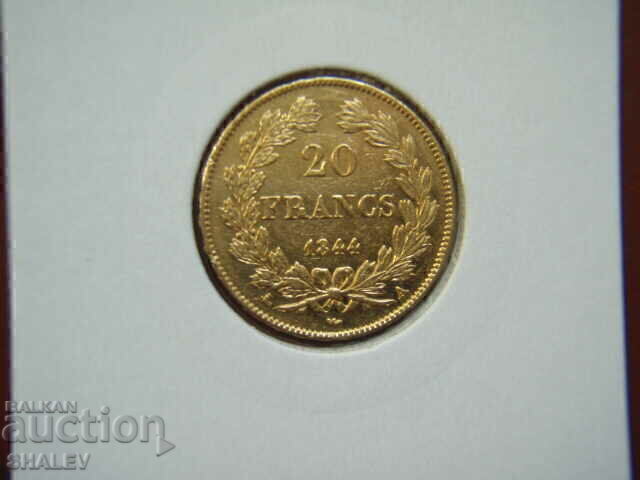 20 franci 1844 A Franța (20 franci Franța) - AU (aur) cu preț € 999.89 | 1955.62 BGN