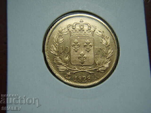 40 de franci 1828 А Franța (Franța) /2/ - XF/AU (aur) 40 de franci 1828 А Franța (Franța) /2/ - XF/AU (aur)