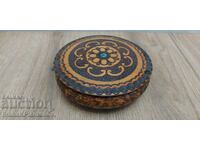 Wood pyrographed box for collectors