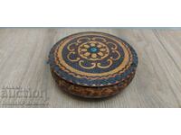 Wood pyrographed box for collectors