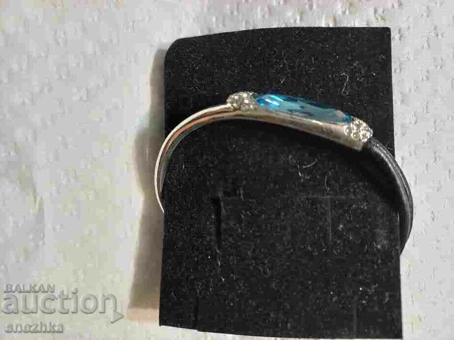 Бижута - гривна - метал, кожа, камък Бижута - гривна - метал, кожа, камък