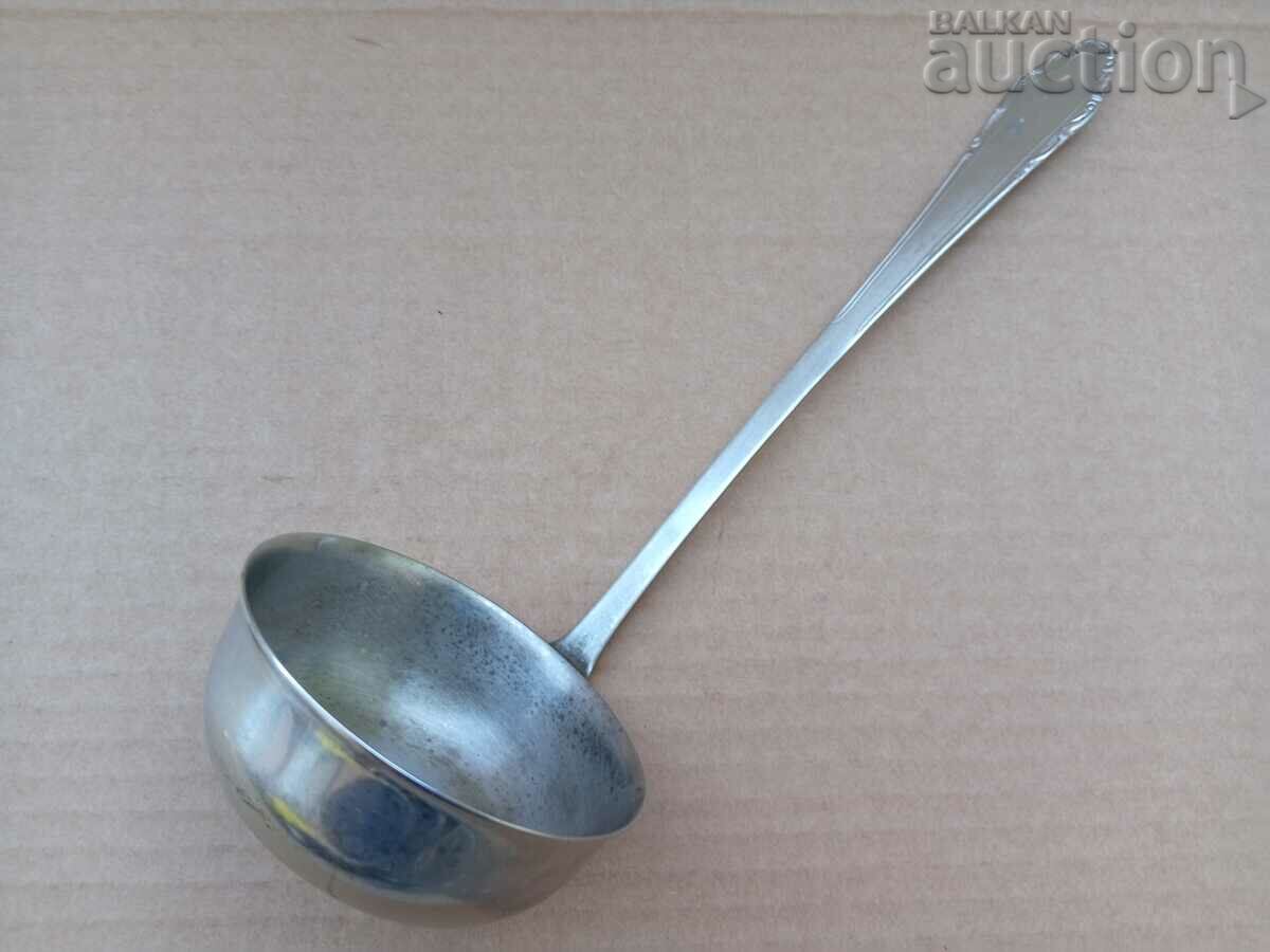 Old stainless steel spoon, ladle early social, NRB