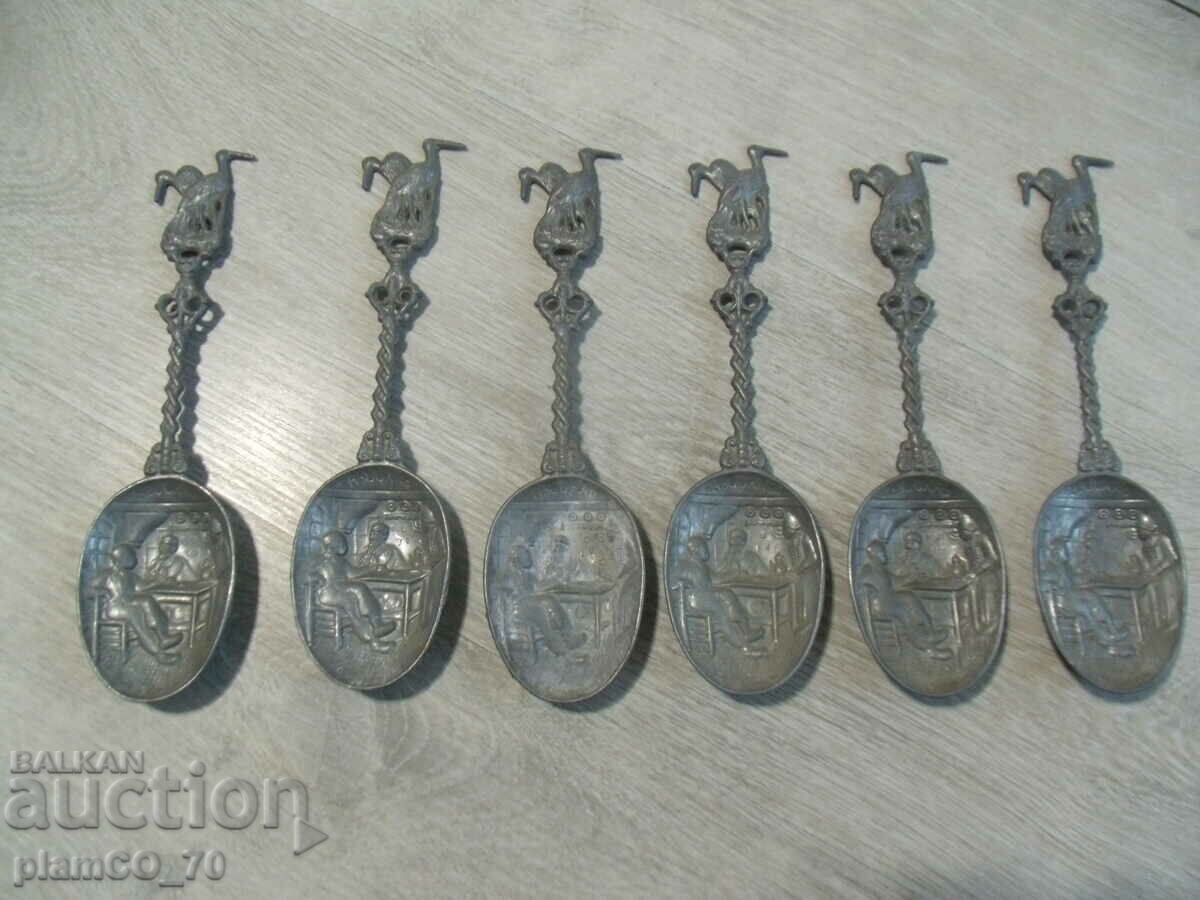 Livrarea Nr.*7710 linguri vechi din metal/coton - set 6 piese Livrarea Nr.*7710 linguri vechi din metal/coton - set 6 piese