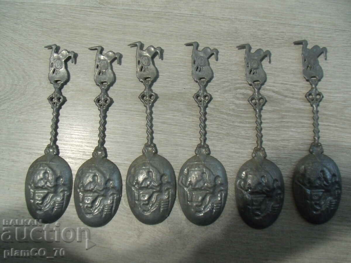 Nr.*7710 linguri vechi din metal/coton - set 6 piese - 6 Nr.*7710 linguri vechi din metal/coton - set 6 piese - 6