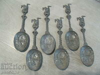 No.*7710 old metal / pewter spoons - set of 6 pieces