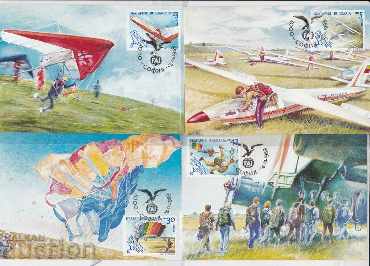 Cards maximum 1989 FAI Conference Varna No. 3818 -3821 Cards maximum 1989 FAI Conference Varna No. 3818 -3821