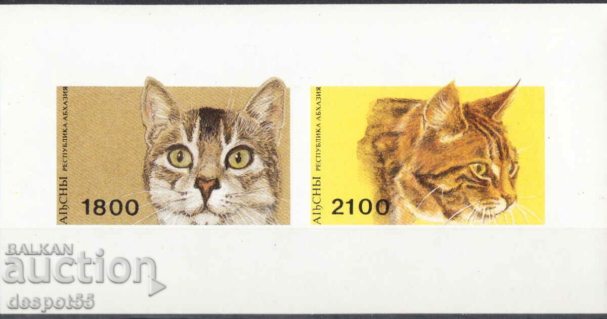 1996 Rep. Abkhazia - Russia. Cats. Mini block. ILLEGAL STAMP