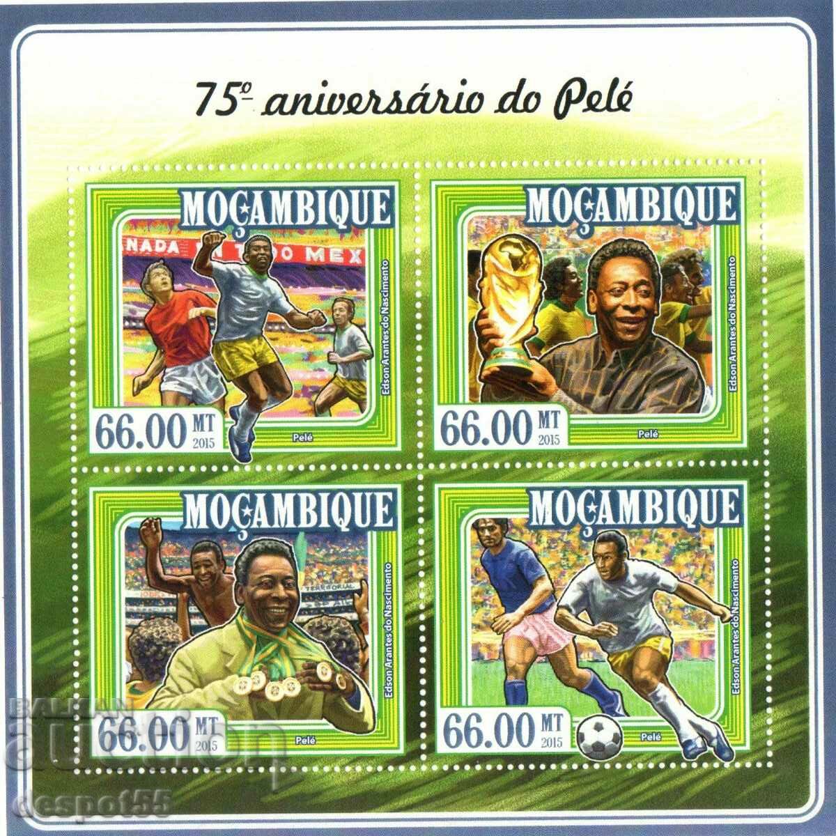 2015. Mozambique. 75 years since the birth of Pele. Block.