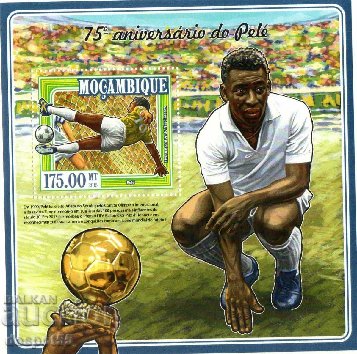 2015. Mozambique. 75 years since the birth of Pele. Block.