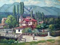 Picture, landscape, houses, art. S. Stoyanov, 1947