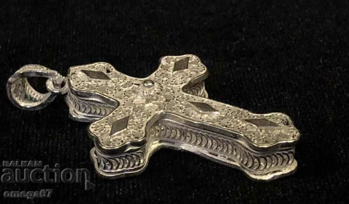 Auction  Double sided cross filigree silver