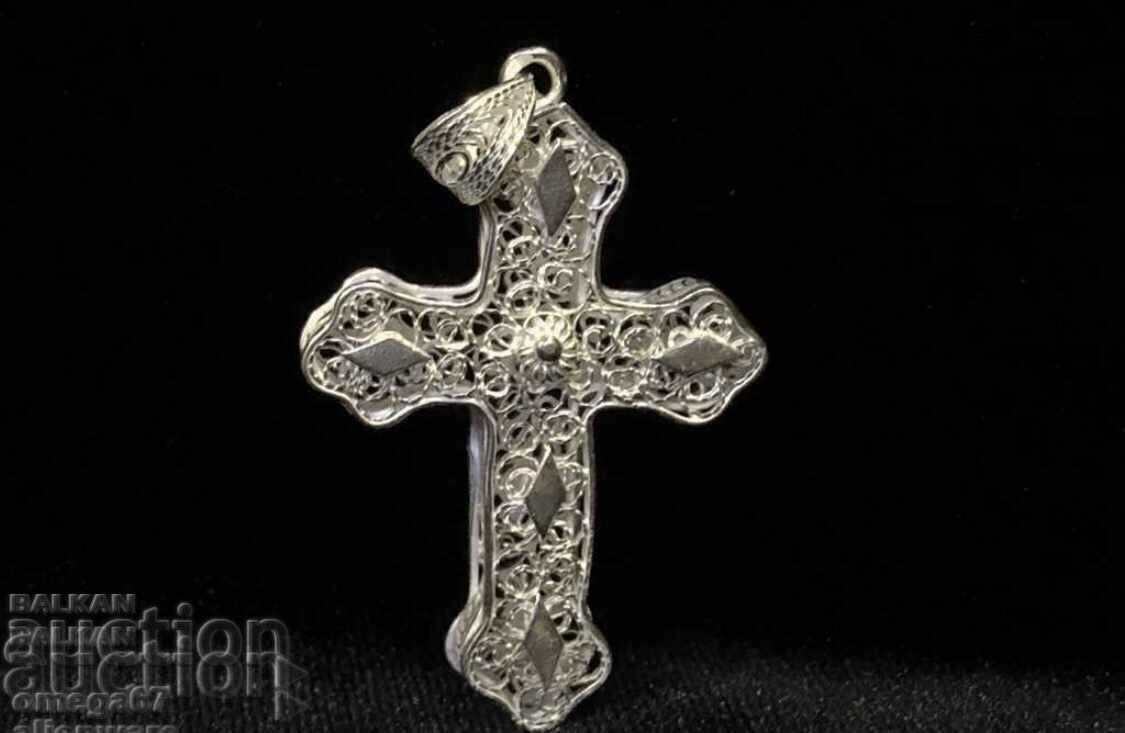 Double sided cross filigree silver - 5