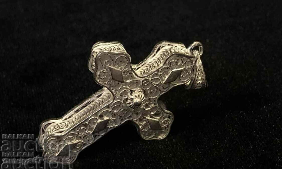 Double sided cross filigree silver - 6