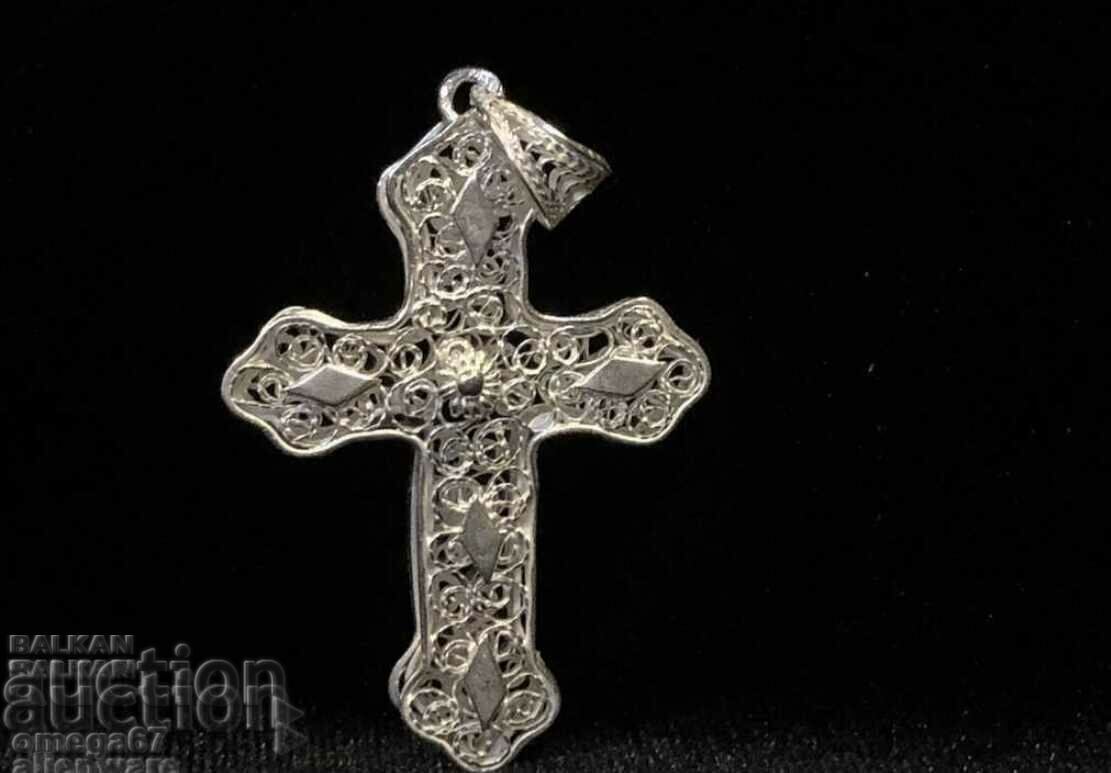 Διπλής όψης σταυρός φιλιγκράν ασημί Διπλής όψης σταυρός φιλιγκράν ασημί