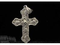 Double sided cross filigree silver