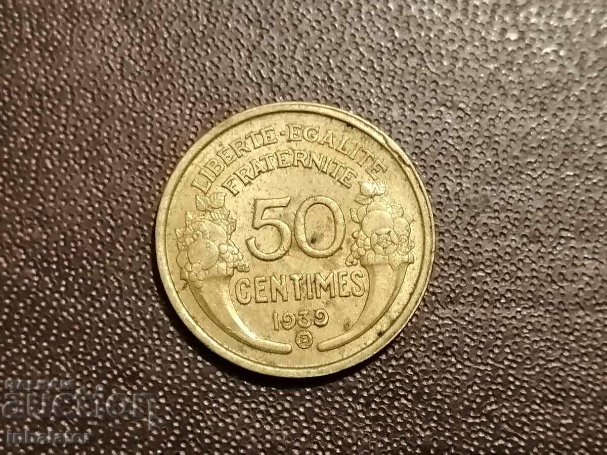 1939 letter B 50 centimes