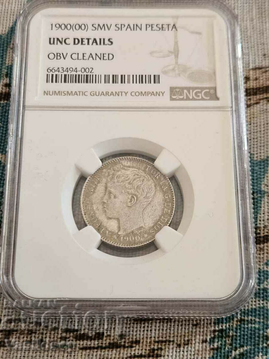 Spania peseta 1900 NGC DETALII