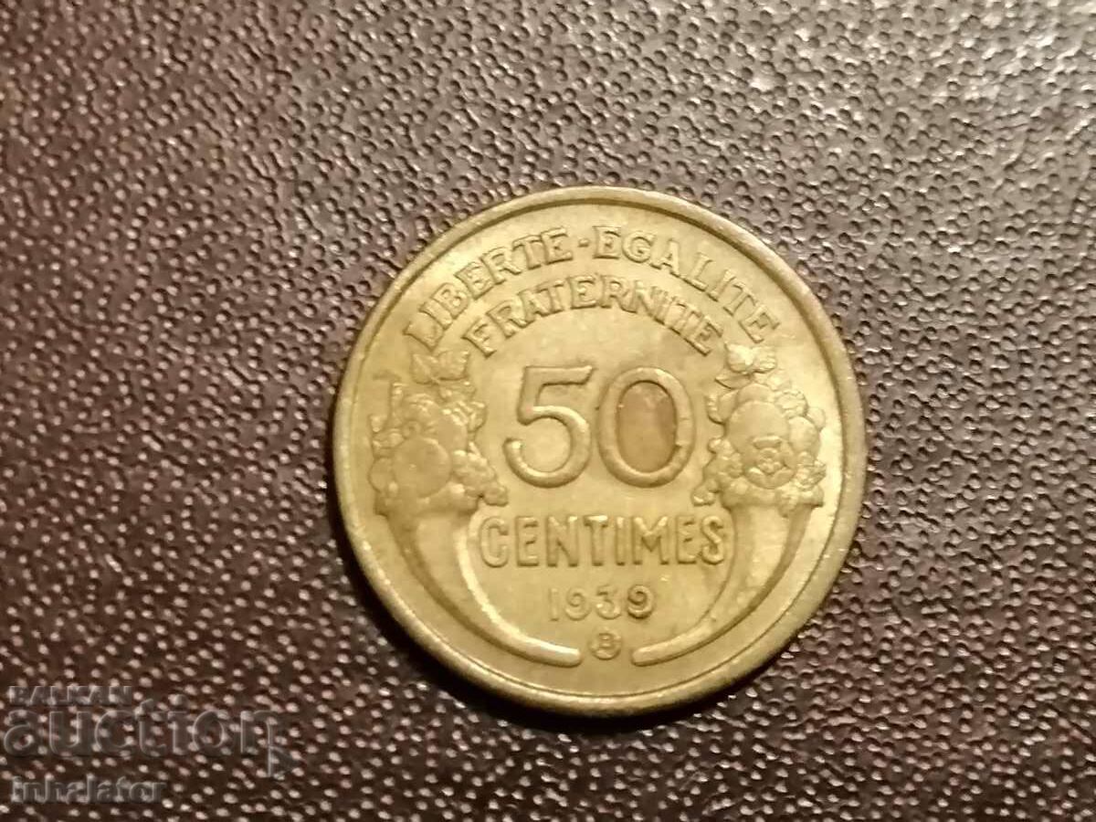 1939 letter B 50 centimes