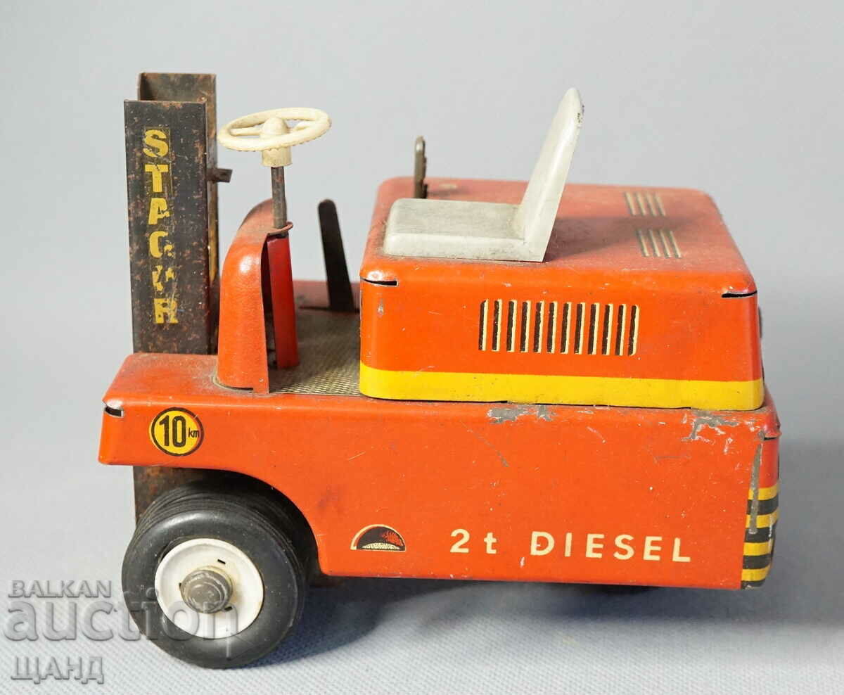 Old German metal toy model truck forklift