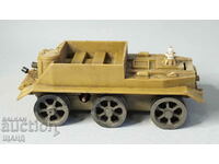 Old plastic mechanical toy tank model