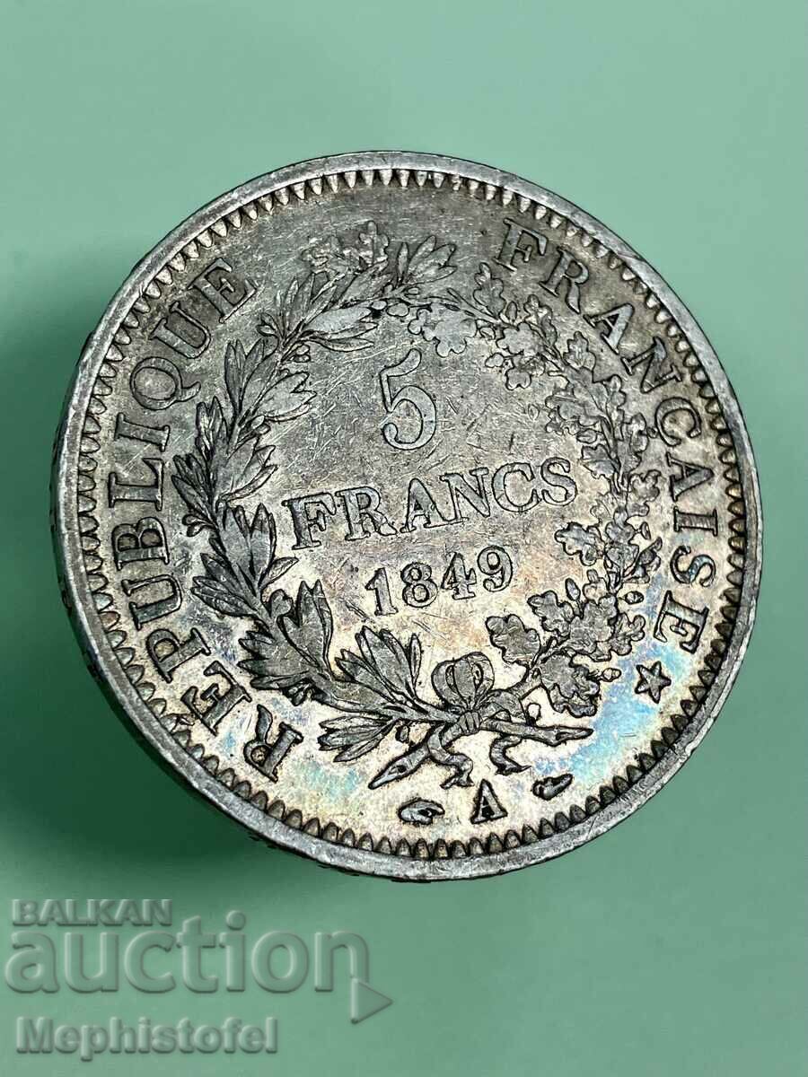 5 francs 1849, France - silver coin 5 francs 1849, France - silver coin