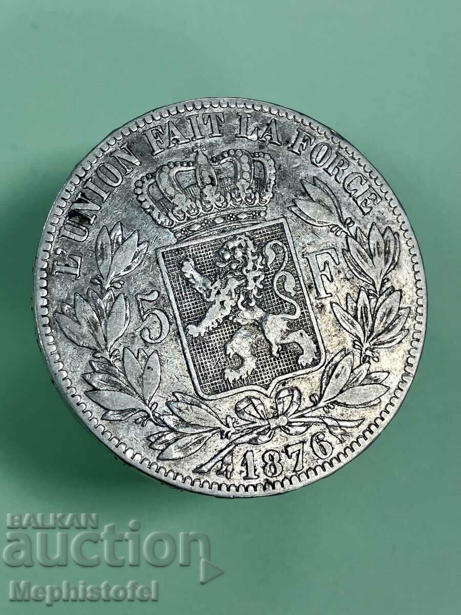 5 francs 1876, Belgium - silver coin 5 francs 1876, Belgium - silver coin