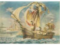 Old postcard - stereo - Ship "Trouble"