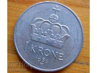 1 krone 1986 - Norway