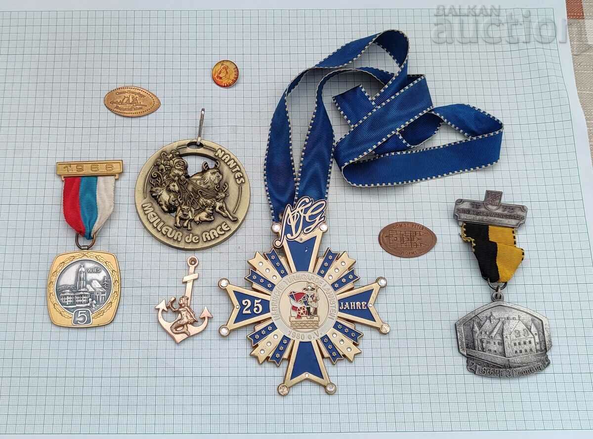 BADGES BADGES MEDALS PLAQUES LOT 8 PCS