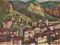 Old postcard - art - P. Mladenov, Melnik