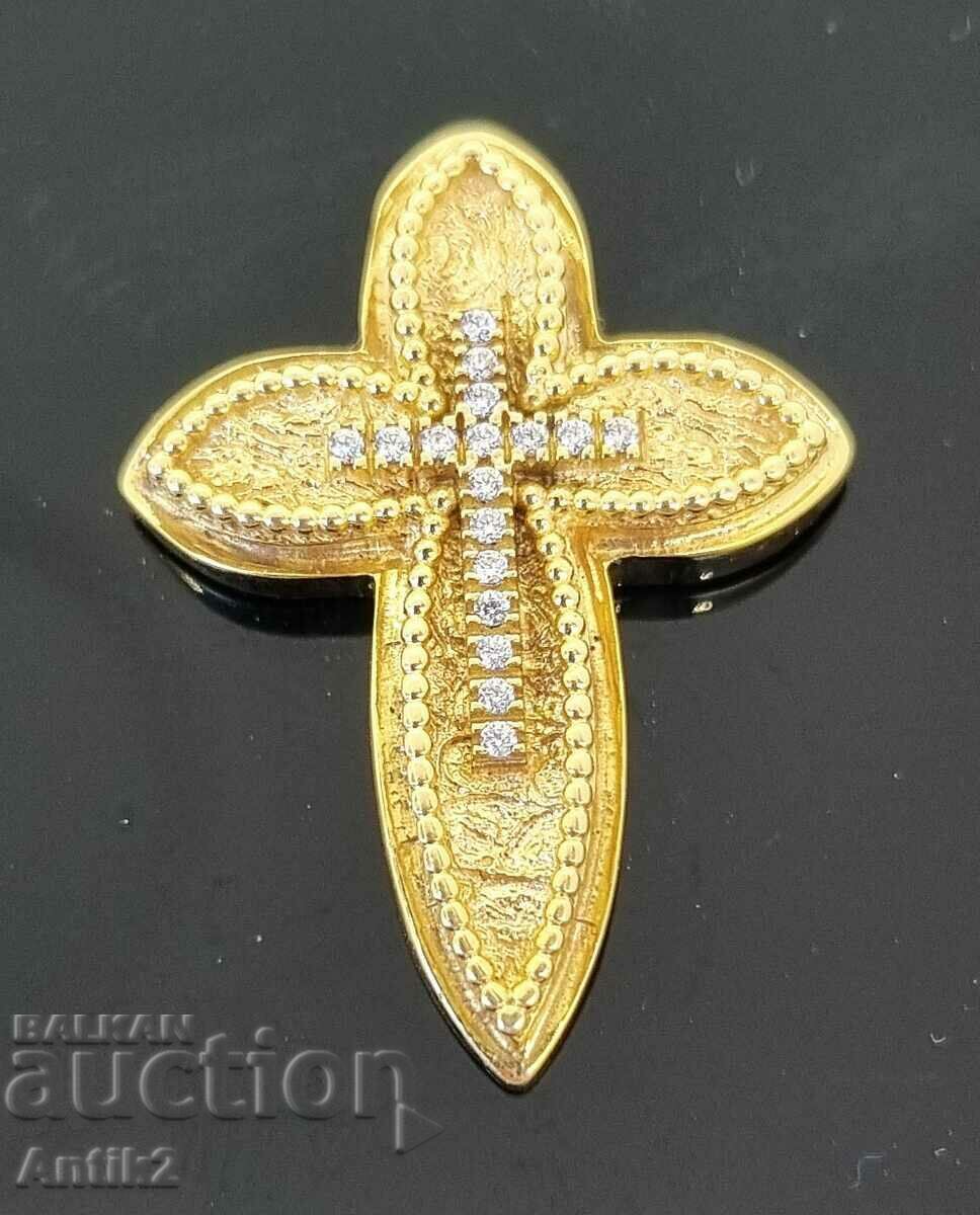 Gold cross Greece with stones 14k/585 / 4.88g.