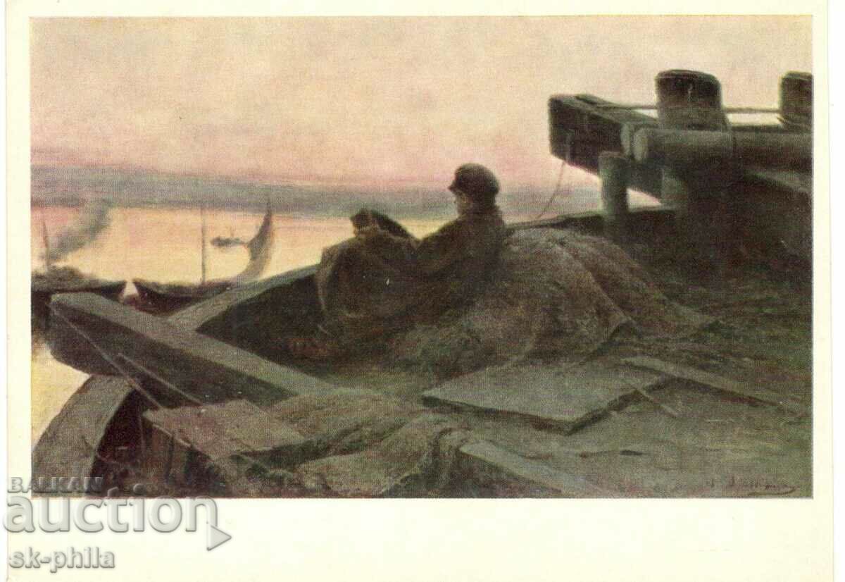 Old postcard - art - A. Arkhipov, On the Volga