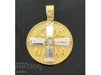 Gold medallion with a cross of stones Greece 14k/585 / 3.52g.